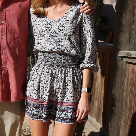 Long sleeve patterned ppla dress - Picture 1 of 3